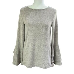 White Birch Women's Gray Bell Sleeve Pullover Sweater Size S Casual​